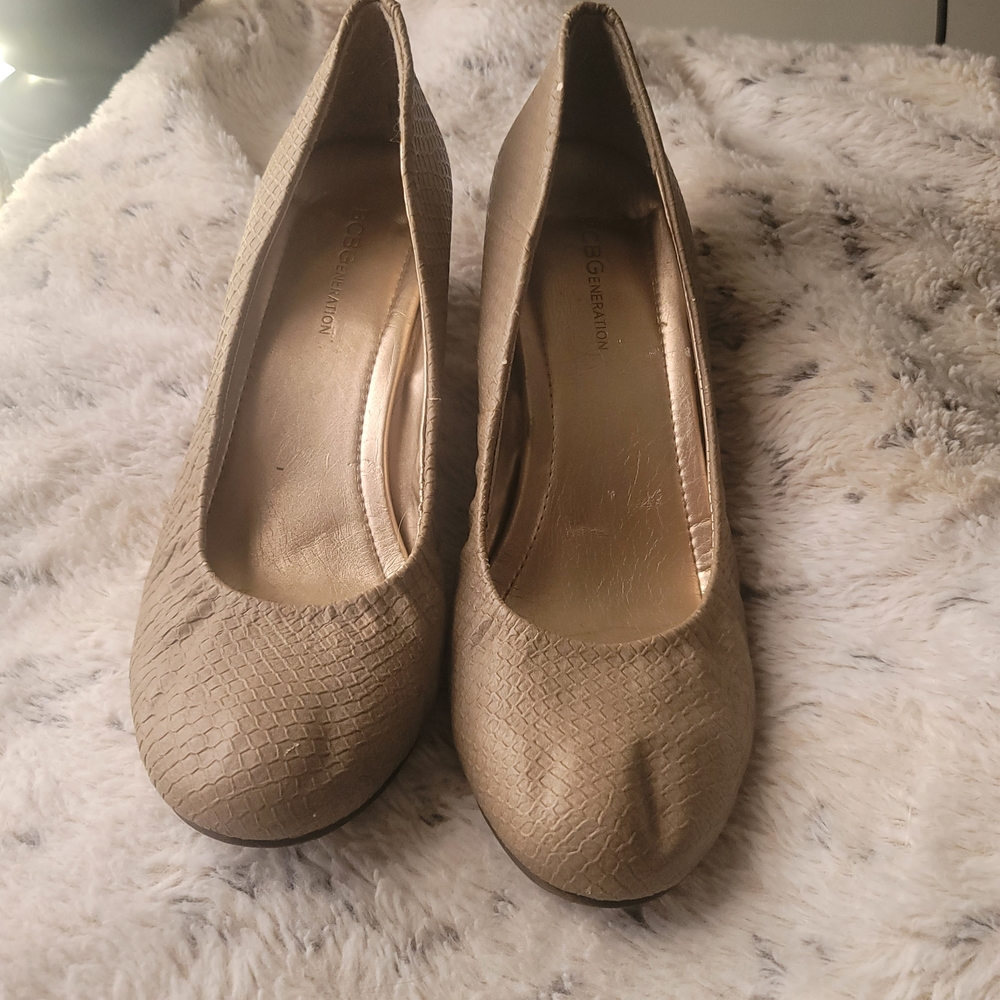 BCBGeneration Tallie Textured Tan Heels